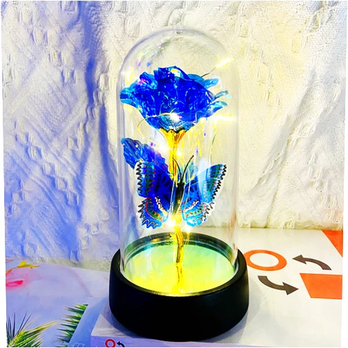 BAOXUE Rose Flower Gifts for Women,Forever Galaxy Rosas Eternas,Light Up Rose in Glass Dome,Women Christmas Birthday Gift, for Mom Valentine's Day Gift for Wife Girlfriend her,Butterfly Gift
