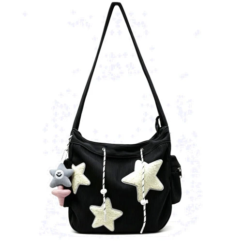 Crbeqabe Corduroy Tote Bag for Women Star Crossbody Bag Aesthetic Messenger Bag for Work Travel