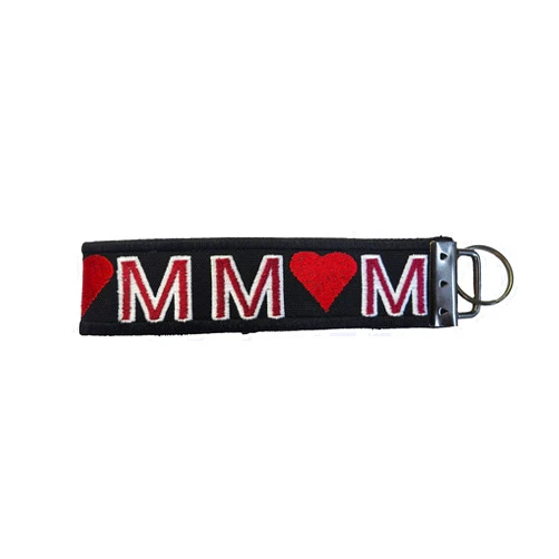 Handmade StichNcraft MOM Keychain: Durable Twill Fabric & Soft Embroidery Thread | Washable & Timelessly Elegant Wristlet Key chain