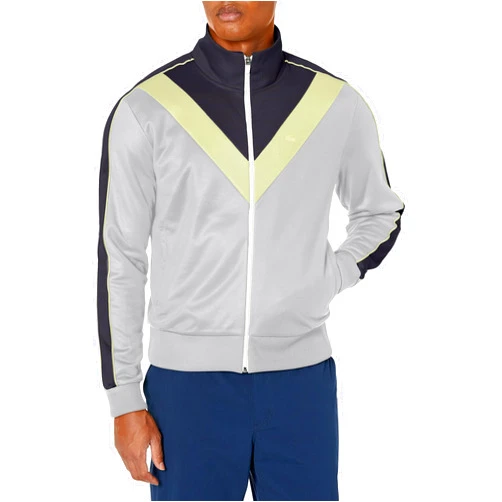 Lacoste Men's Full Zip Color Block Front Pocket Sweatshirt