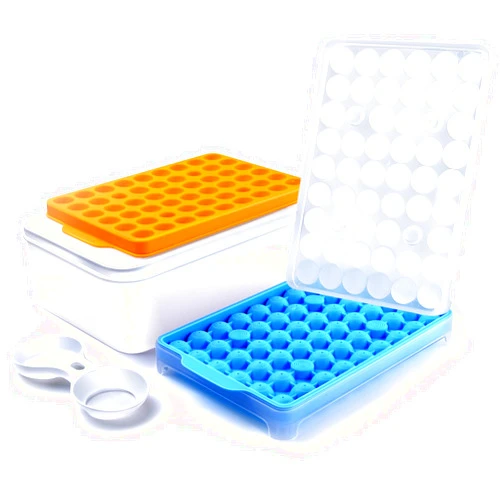 Longzon Mini Round Ice Cube Tray with Lid and Bin, 2 pack Silicone Ice Cube Trays for Freezer,Circle Ice Mold,Ice Trays for Freezer Making 100pcs 20mm Sphere Ice Balls Chilling Cocktail Whiskey Coffee