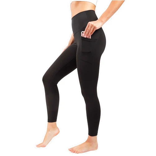 90 Degree By Reflex Womens High Waist Elastic Free Ankle Length Wonderlink Leggings with Side Pockets