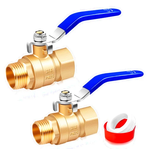Boltigen 2Pack 3/4 inch Brass Ball Valves Threaded, Female NPT to Male NPT Heavy Duty Forged Brass Shut Off Valve, 600 PSI WOG Full Bore Port Control Valve Connector, for Water Oil and Gas Pipeline