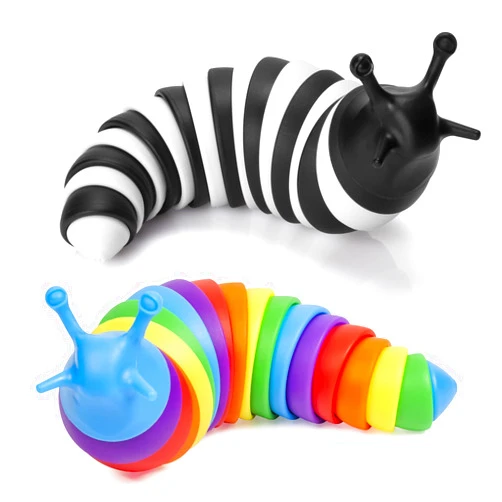 WHATOOK Fidget Slug, Articulated Sensory Slug Toy Makes Relaxing Sound, Caterpillar Fidget Toys for Kids Adults, Fidget Toys (2 Packs)