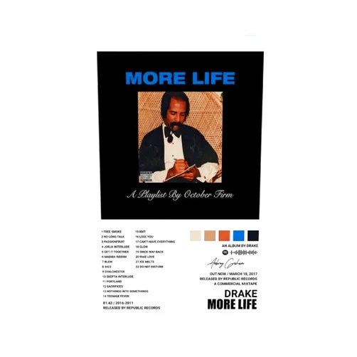 metegate Drake Poster More Life Poster Album Cover Canvas Poster Bedroom Decor Sports Landscape Office Room Decor Gift Unframe-style12x18inch(30x45cm)