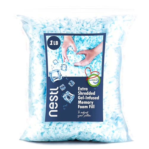 Nestl Adjustable Shredded Gel Memory Foam Fill, Memory Foam & Poly Fill for Your Adjustable Ice Pillows - CertiPUR-US Approved- 1LB