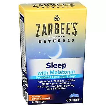 Zarbee's Naturals Sleep Melatonin, Orange Flavor, 60 Chewable Tablets (Pack of 2)