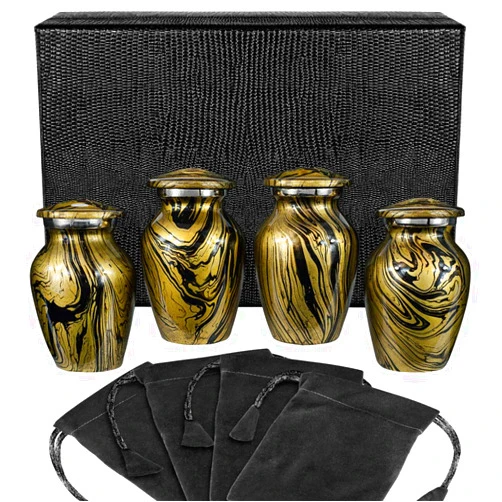 Trupoint Memorials Keepsake Urns for Human Ashes, Cremation Urn for Human Ashes, Decorative Mini Urn for Ashes for Women and Men, Small Urns for Ashes – 4 Keepsake Urns, Marble Golden