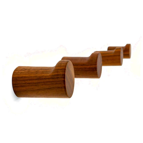 NAUMOO Natural Wooden Wall Mounted Hooks - Pack of 4 - Modern - Handmade Decorative Wood Pegs Minimalist for Hanging Hat, Coats (Black Walnut Wood)