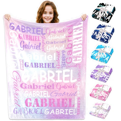 PUREFLY Personalized Blanket, Custom Name Blanket and Throws for Adult and Kids, Soft Warm Flannel Blanket, Customized Gifts for Teen Girls Boys Baby, Grandkids, Men, Women, Birthday