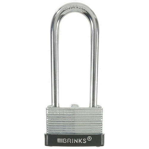 BRINKS - 40mm Laminated Steel Keyed and Warded Padlock with 2” Shackle - Chrome Plated with Hardened Steel Shackle, Silver