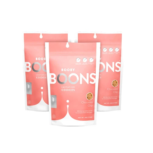 Booby Boons Lactation Cookies, Chocolate Chip, 3 Packs - 12 Cookies per 6oz Bag - Made with Gluten-Free, Soy-Free, Fenugreek-Free Ingredients. Award winning lactation support. The milk's on the way!