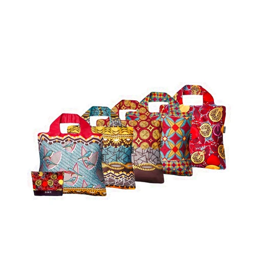 Envirosax Reusable Pouch Sets Polyester Shopping Grocery Bags Set of 5 Ankara Water Resistant