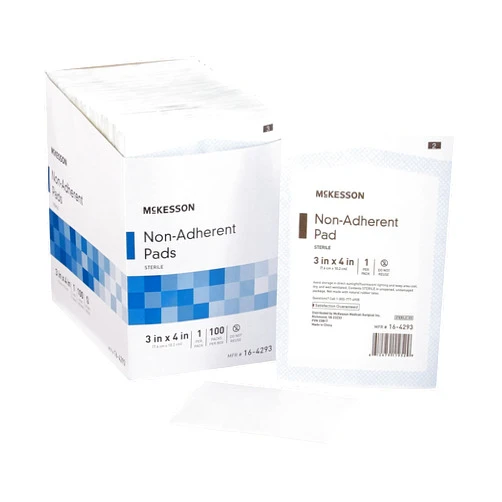 McKesson Non-Adherent Dressing Pads, Sterile, Nylon/Polyester, 3 in x 4 in, 100 Count, 1 Pack