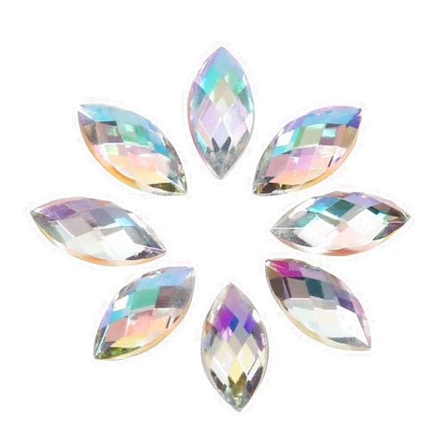 Ejoyous Crystal Rhinestones, 500pcs 7 * 15mm Crystal Acrylic Flat Back Horse Eye Shape Decor, Sparkle Crystal for Clothes Scrapbook and Craft Works Home Decor (White)