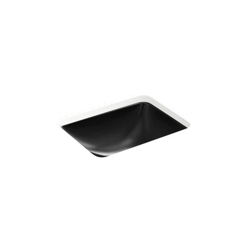 KOHLER K-20000-7 Caxton 20-5/16 x 15-3/4 In. Rectangle Undermount Bathroom Sink, Rectangular Basin, Overflow Drain, No Faucet Holes, Black Black