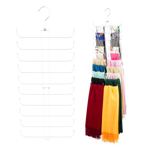 ZEDODIER Scarf Organizer Scarf Hanger for Closet, Rotatable Sturdy Hijab Holder Holds 20 Scarves, Space Saving Closet Organizers and Storage, Silver