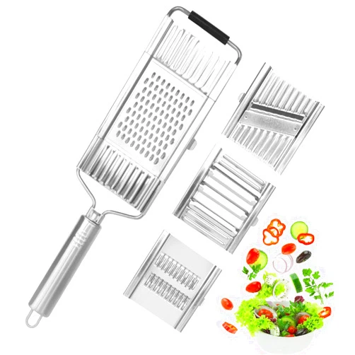 GLADICER 4 in 1 Multi-Purpose Vegetable Slicer, Stainless Steel Grater Cutter Shredder, Potato Slicer Vegetable Cutter Julienne, Hand-held Mandoline Food Slicer for Vegetables, Fruits