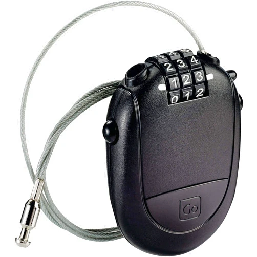 Go Travel Retractable Cable Padlock, 3-Dial Design Combination Lock, Cable Lock for Linking Luggage Together, Suitcase Lock, Travel Essentials, Black