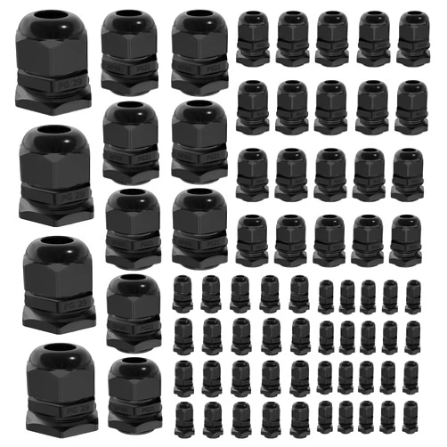 Joinfworld 72pcs Cable Glands Kit Waterproof Strain Relief Cord Connector Grip Weatherproof Cable Pass Through PG7 1/4