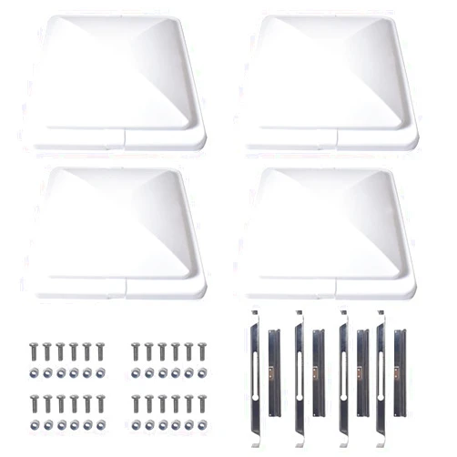 CPVNQMDG Rv Roof Vent Cover Replacement 14 x 14 White For Trailer, Ventline Vent Cover 4 Pack