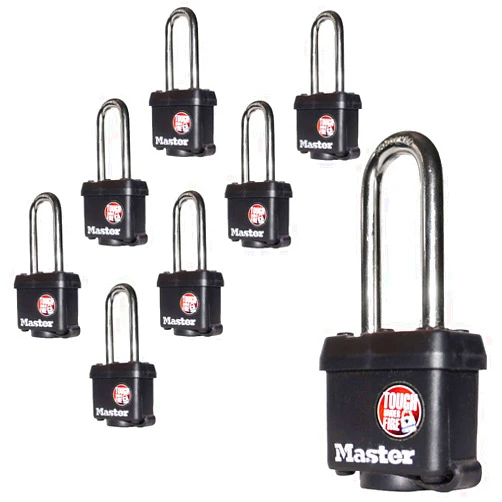 Master Lock (8) Keyed Alike Padlocks w/Thermoplastic Coating and 2