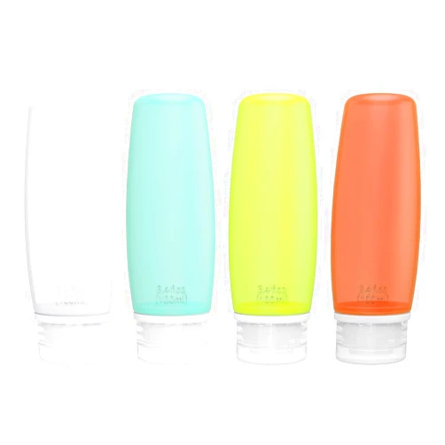 Craftend Silicone Travel Bottles for Toiletries TSA Approved Travel Size Containers Set 4 Pack Portable Leak Proof Refillable Cosmetic Squeeze Bottles Shampoo Hair Conditioner Body Lotion Bath Shower Gel
