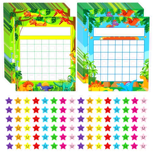 GIANTRUMP 66 Pack Incentive Chart with 2080 Reward Star Stickers for Kids Incentives Students Behavior, Dinosaur World Theme
