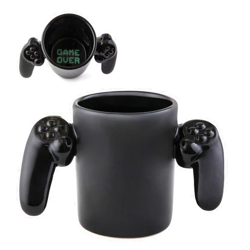 BigMouth Inc. Game Over Ceramic Coffee Mug, Video Game Controller Handle Cup, Gamer Gift, Holds 14 Ounces