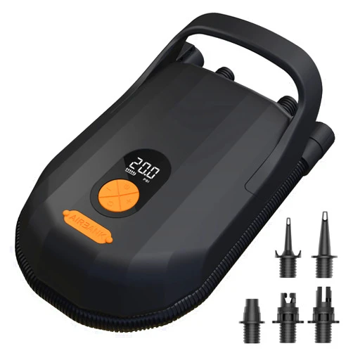 AIRBANK 7500mAh Paddle Board Pump 20 PSI Rechargeable SUP Pump Whale Shark Pro, with AC/DC Battery Dual Stage Auto Off, Electric Air Pump for Paddleboard Kite Mattress