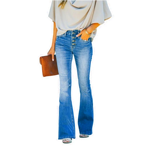 KUNMI Women's Flare Bell Bottom Jeans High Waisted Wide Leg Bootcut Jeans Stretchy Denim Pants