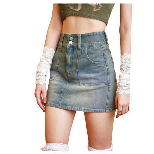 Floerns Women's Casual Denim Mini Skirts Dual Pocket Short Jean Skirt