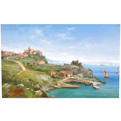 Posterazzi Castello de Duino (1883) Poster Print by Ludwig Rubelli von Sturmfest (18 x 24)