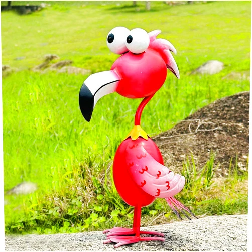Kircust Flamingo Decor Yard Decorations Outdoor Garden Statue Outdoor Metal Bird Yard Art Pink Flamingos for Yard Patio Backyard Porch Decorations