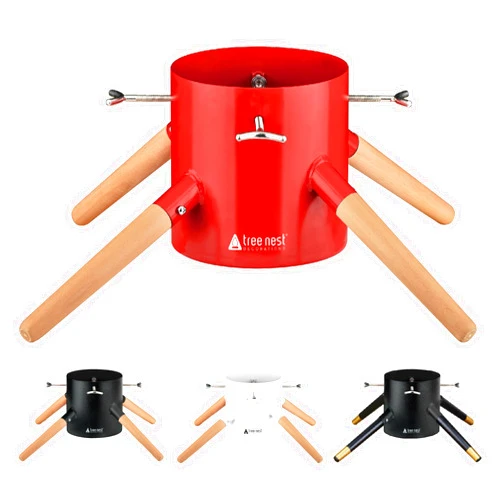 Tree Nest Christmas Tree Stand Base Xmas Modern Tree Metal Holder Stand for 10ft Real Tree Xmas Tree Decoration（Family,Red）