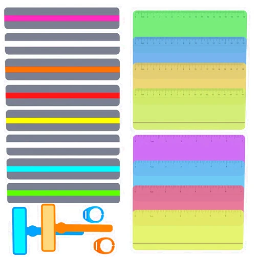 CNYMANY 18 pcs Reading Guide Strips, CNYMANY Highlight Strips Finger Guided Reading Strips Bookmarks Colored Overlay Reading Trackers Rulers Dyslexia Tools for Kid Children Teacher Supply
