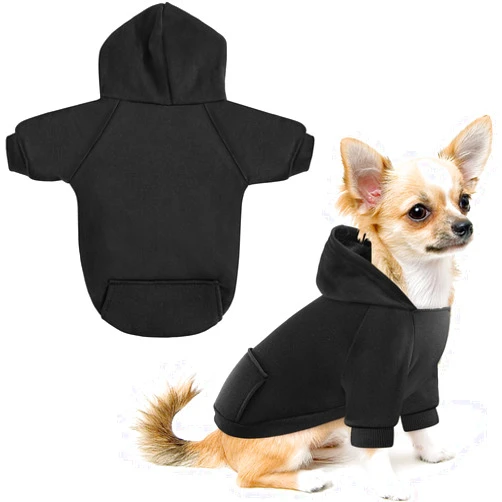 Idepet Pet Dog Hoodies Dog Clothes for Small Dogs Vest Chihuahua Clothes Warm Coat Jacket Autumn Puppy Outfits Cats Dogs Clothing(M,Black)
