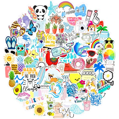 Bekayshad Stickers for Water Bottles, 100 Pack/PCS Cute Vsco Vinyl Aesthetic Waterproof Stickers Laptop Hydroflask Skateboard Computer Stickers for Teens Kids Girls