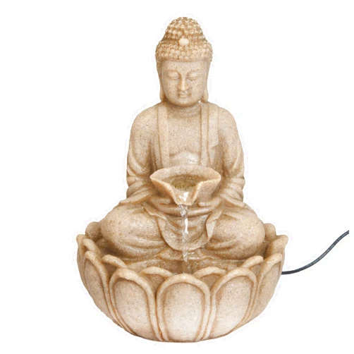 Bits and Pieces - Indoor Meditating Buddha Fountain - Compact & Lightweight Water Fountain Tabletop Decoration