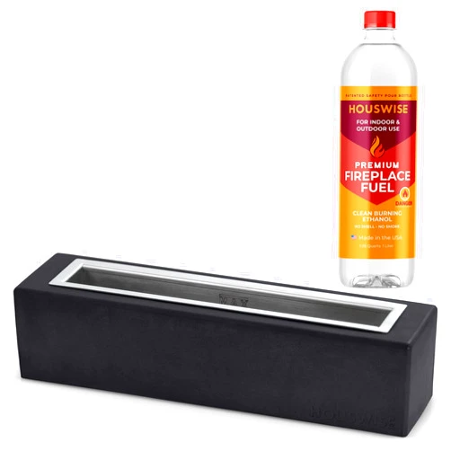 Houswise Tabletop Fire Pit (Rectangle) and Ethanol Fuel Bundle