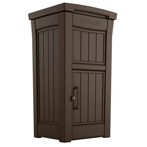 Keter Delivery Box for Porch with Lockable Secure Storage Compartment to Keep Packages Safe, One Size, Brown
