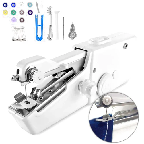 Mr.Twinklelight Handheld Sewing Machine, 29 PCS Mini Electric Hand-held Cordless Portable Sewing Machine for Beginners, Easy to Use and Fast Stitch Suitable for DIY, Clothes, Home, Travel (White)