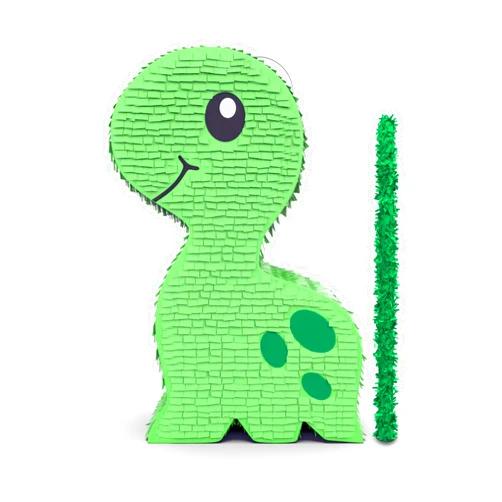 Jergrim Green Dinosaur Party Piñata with small stick - 17.5”x11”x 5” Perfect for Birthday Dinosaur Theme Parties, Party Decor, Roar T-rex and Jurassic kids theme decorations