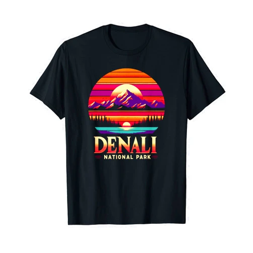 Tout Wear Denali National Park Retro Denali National Park Landscape Sunset T-Shirt