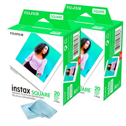Fujifilm Instax Square Instant Film - 40 Exposures (40 Sheets) - for Fujifilm instax Square Instant Camera + BluebirdSales Microfiber Cloth