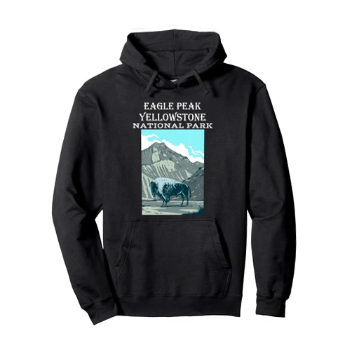 Eagle Peak Yellowstone National Park Artwear Eagle Peak Yellowstone National Park Wyoming Hiking Outdoors Pullover Hoodie