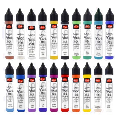 Viva Decor Candle Wax Pen Set (Professional, 20 x 0,95 Fl oz) - color for candles - candle making supplies - candle pen - decorating wax for candle making - Made in Germany