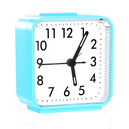 JXTZ Analog Alarm Clock, Bedside Clocks Battery Powered, Silent Non Ticking Travel Clock with Night Light, Snooze, Easy Set, Clock for Heavy Sleepers Kids Elder Travel Bedroom Office Blue