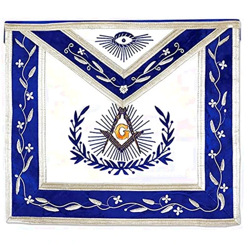 Generic Master Mason with Embroidered Border Masonic Apron - [Blue & White]