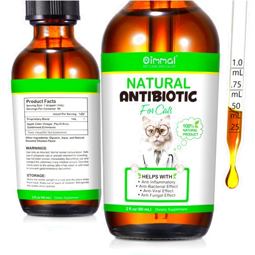 NenMaoKeNu 60ML Antibiotics for Cats, Premium Cat Antibiotics Supplemen, Cats Multivitamin, Natural Antibiotic for Cats, Cat Antibiotic, Cat Antibiotics Supports Immune & Cats Allergy Relief-2 Fl Oz